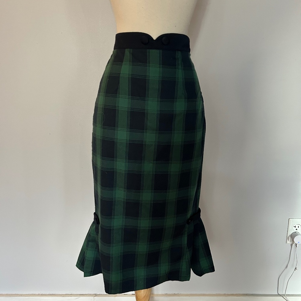 Voodoo Vixen Plaid Wiggle Pencil Skirt
